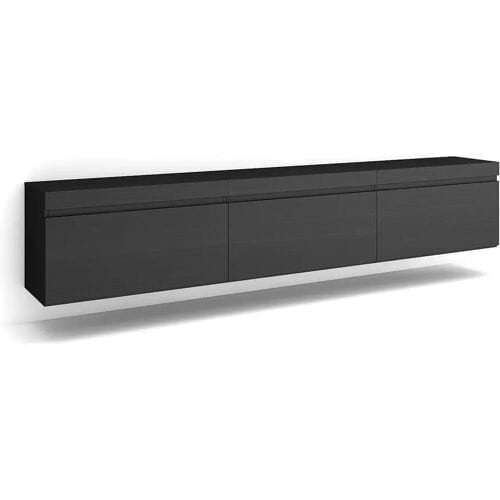 Skraut Home TV-Meubel, Lowboard, 240x35x45cm, Hangend, Zwart