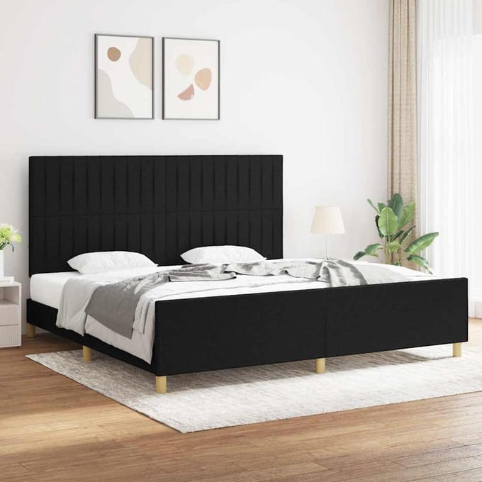vidaXL - Bedframe - zonder - matras - stof - zwart - 200x200 - cm