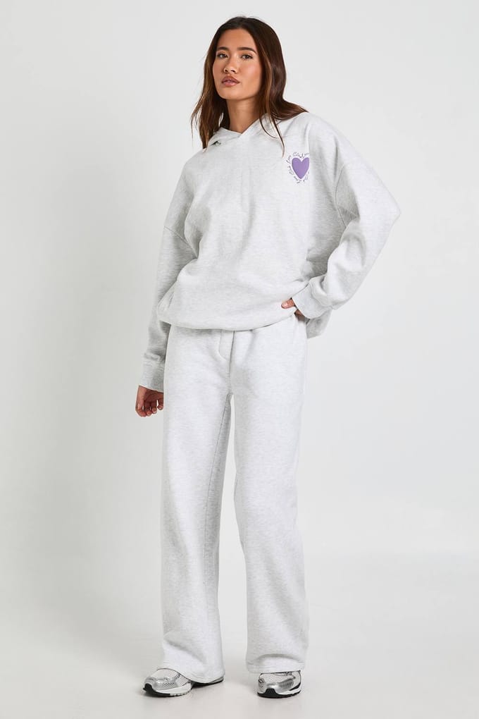 boohoo Dames Love Club Puff Print Oversized Hoodie | Ash Grey | Maat: Medium