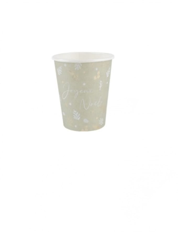 ARTYFETES - 8 Botanische Kerstbekers Grijsgroen 255 ml van Karton