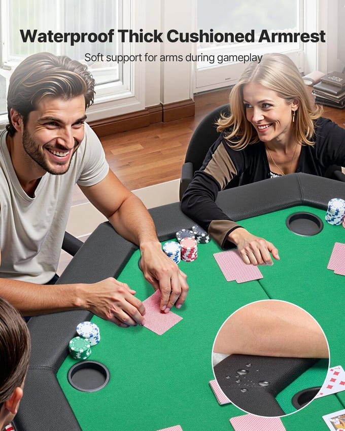 Table de Poker Pliante 1220 mm Pliable 8 Joueurs Casino Table Texas Hold'em