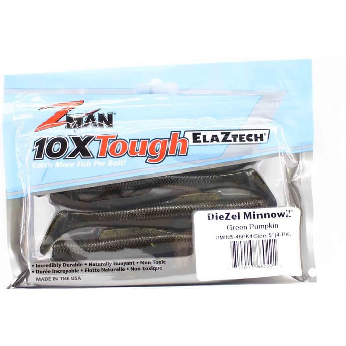 Zman Zacht Kunstaas Diezel MinnowZ 5 Inch 4/Pack Groene Pompoen (0221) black
