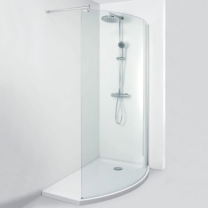 Inloopdouche Allibert Walk-In Wings Gebogen Rechts 140x210cm Antikalk 8mm Helder Glas