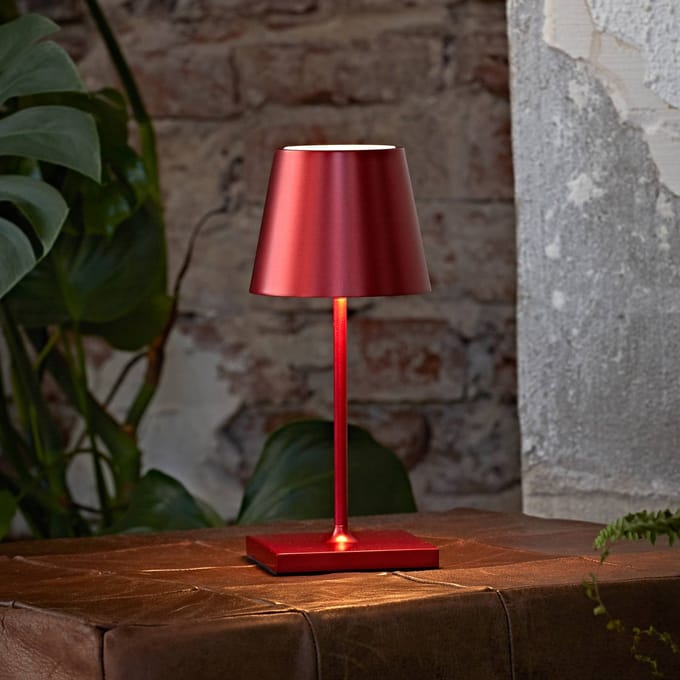 Sigor Nuindie mini LED oplaadbare tafellamp, Easy Connect, rood, dimbaar