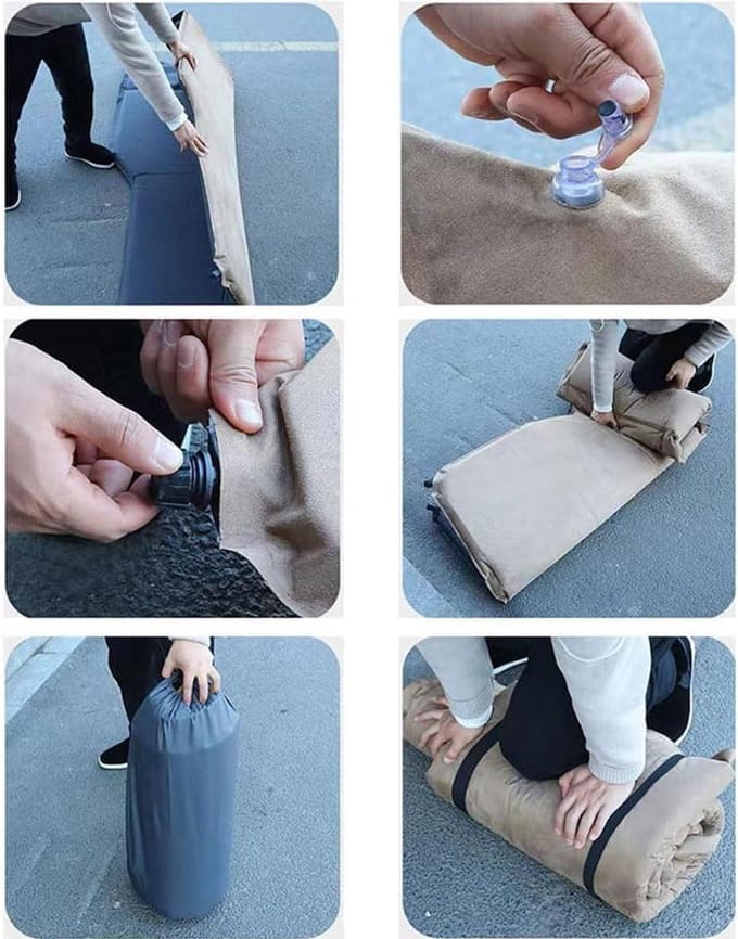 Auto Luchtbed - Kampeer Matras - Comfortabel Slapen - Opblaasbaar - Universeel - Donkergrijs