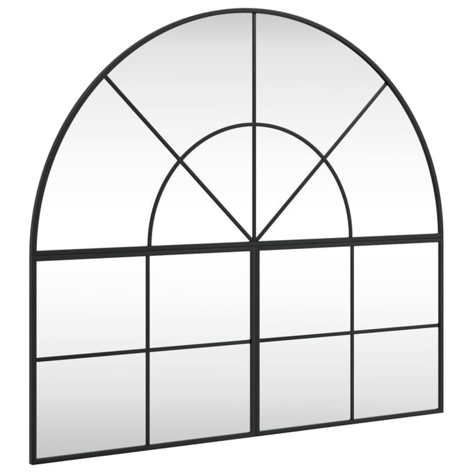 vidaXL - Wandspiegel - boog - 100x90 - cm - ijzer - zwart