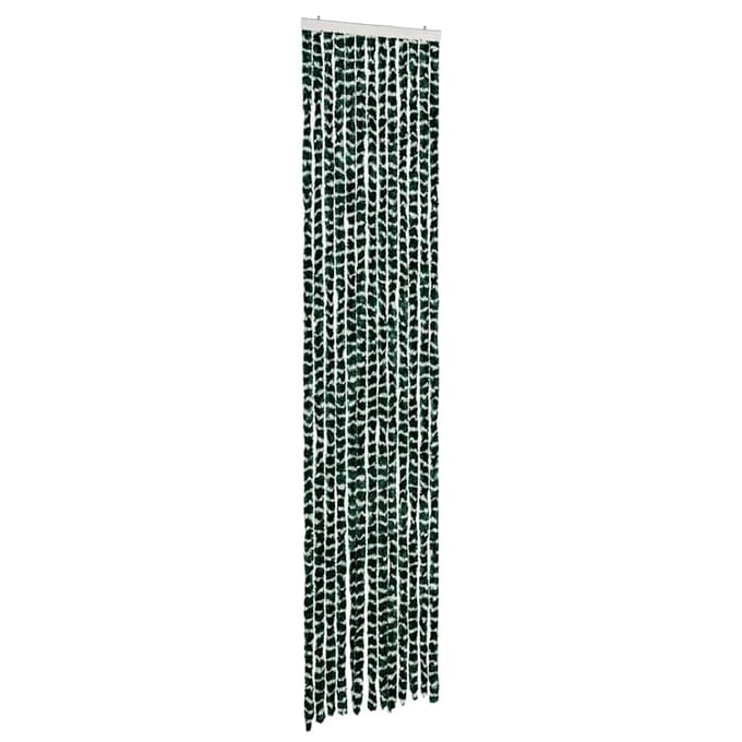 vidaXL - Vliegengordijn - 56x200 - cm - chenille - groen - en - wit