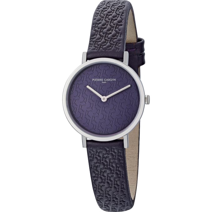 Pierre Cardin Belleville PC Monogram CBV.1507 Horloge - Leer - Paars - Ø 31 mm