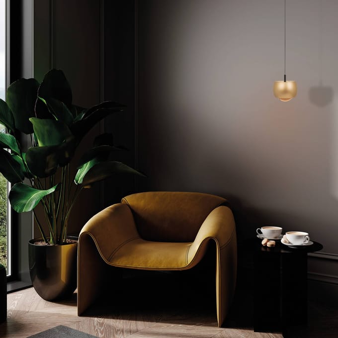 Mantra Iluminación Roller hanglamp, goudkleurig, verstelbaar, glazen lens