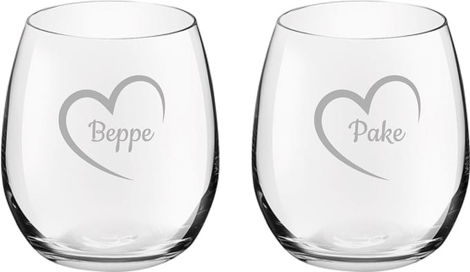 Gegraveerde Drinkglas 39cl Pake mei hert & Beppe mei hert