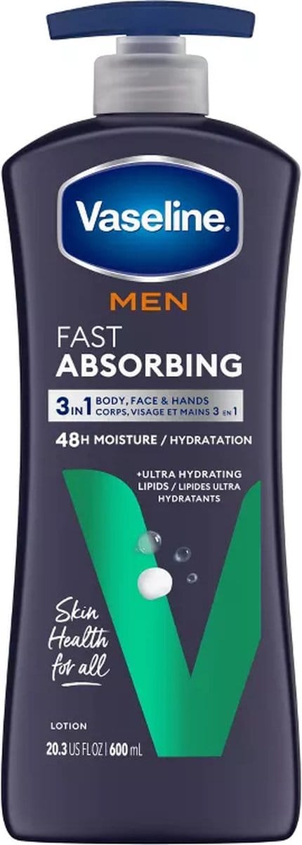 Vaseline Men Fast Absorbing 3-in-1 Body Lotion – 600 ml