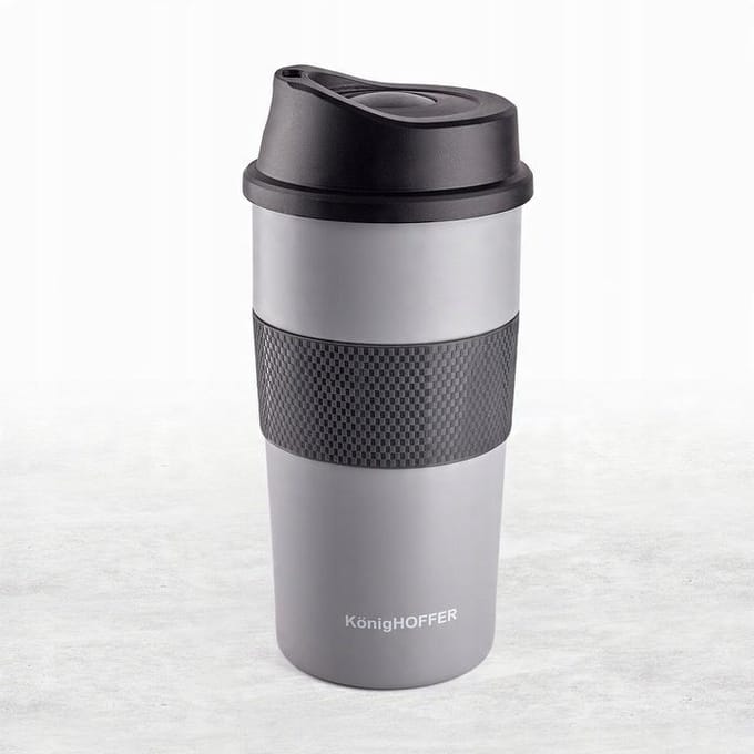 Thermosbeker Elliot 440ml - RVS, Lekvrij, Antislip, Grijs