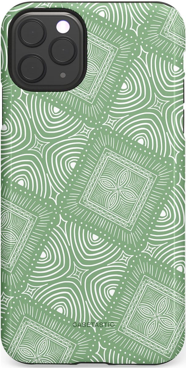 Casetastic hoesje geschikt voor Apple iPhone 11 Pro Max - Dubbellaagse bescherming - Groene Mandala - Fashion Case - Saliegroen