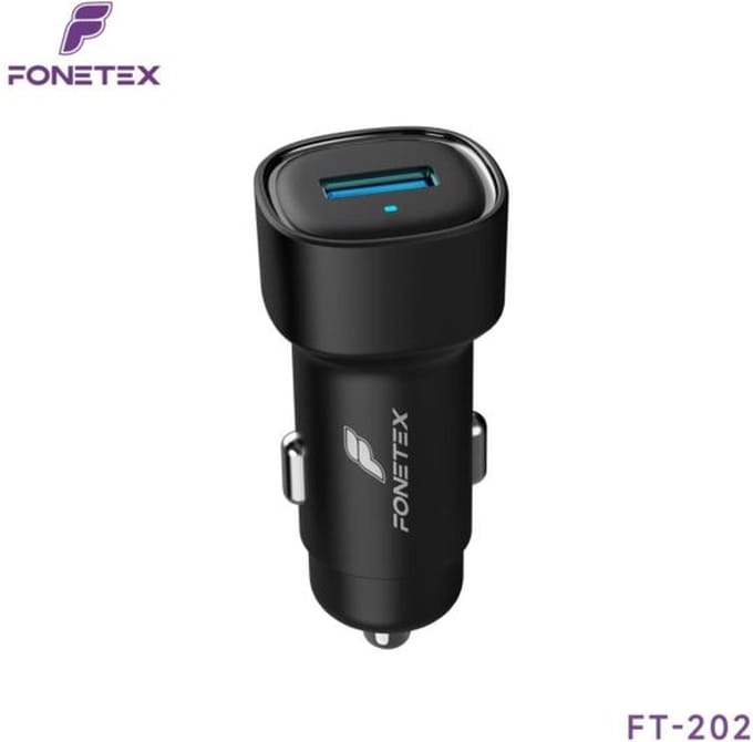FoneTex 18W Autolader - Auto Lader - USB-A (18W) - Quick Charge 3.0 - Snellader - Auto Oplader - Universeel - Zwart