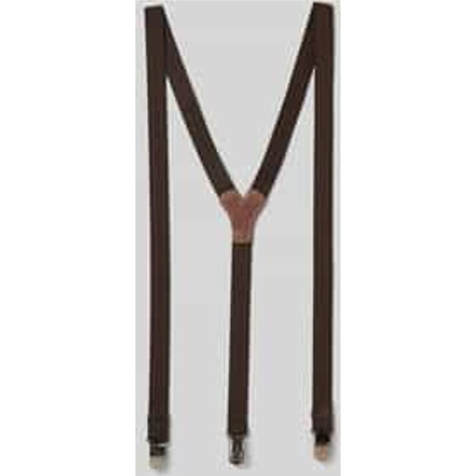 Merkloze Heren Bretels - 25mm Band, Leer, Jumbo Clips, Bruin