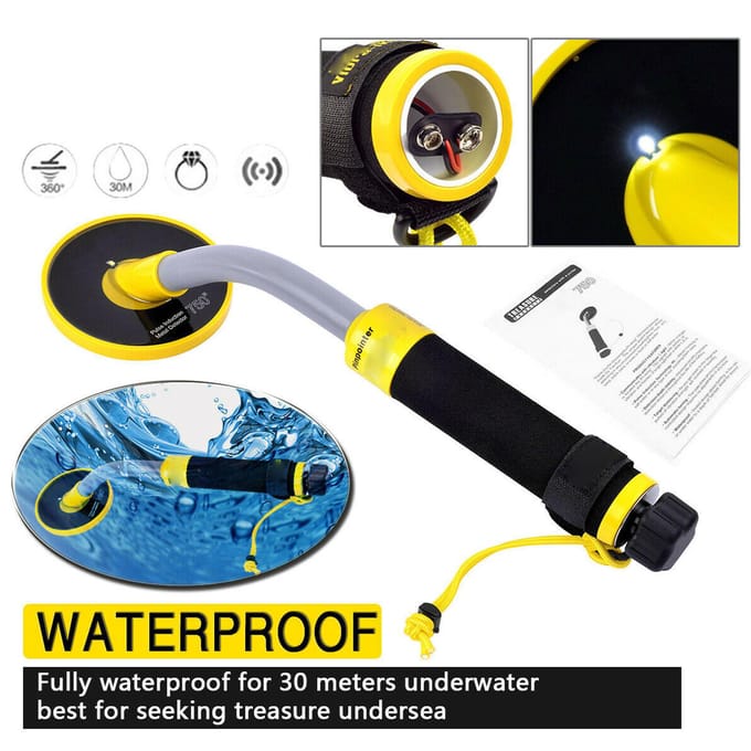 Draagbare Onderwater Metaaldetector 100 Voet Waterdicht Pulsinductie Onderwater Metaaldetector black