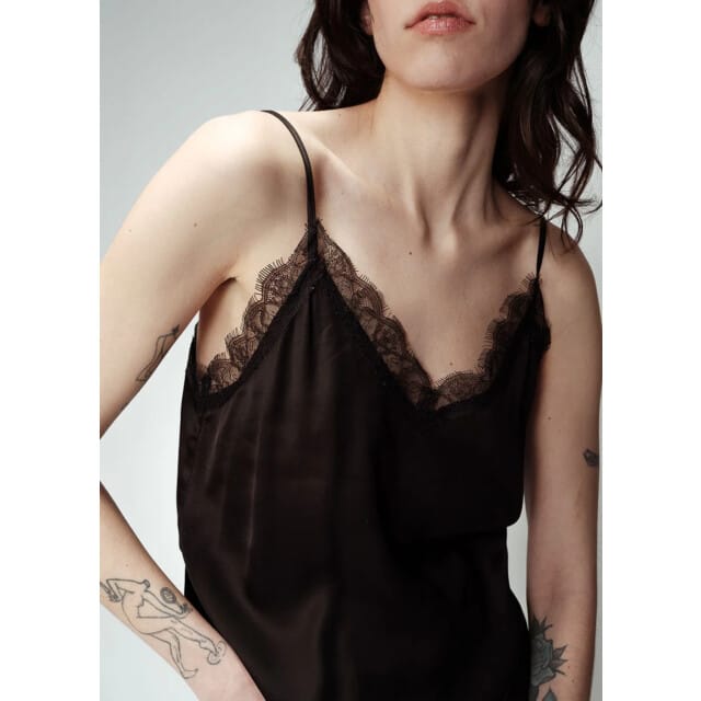 Zwarte spagetti top met kant Ombre - Grace & Mila
