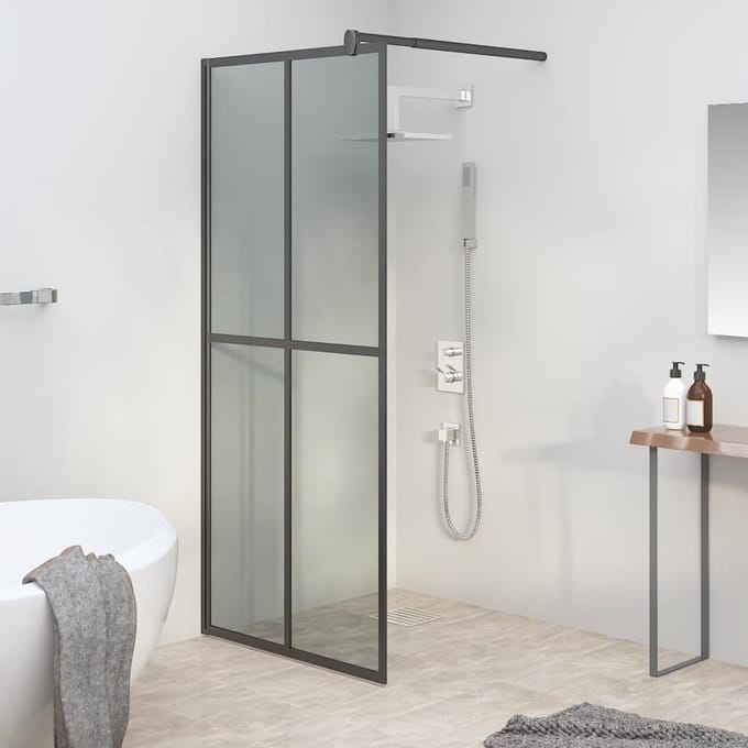 vidaXL - Inloopdouchescherm - 80x195 - cm - donker - gehard - glas