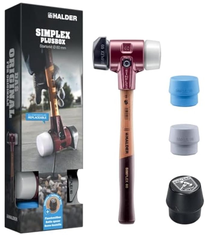 Plusbox starterkit - Zachte hamer D60 met rubberen samenstelling en multifunctionele inzetstukken