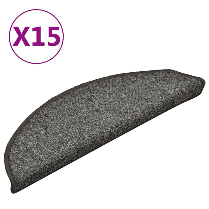 vidaXL - Trapmatten - 15 - st - 56 - x - 17 - x - 3 - cm - Non-Slip - Grijs - en - Zwart