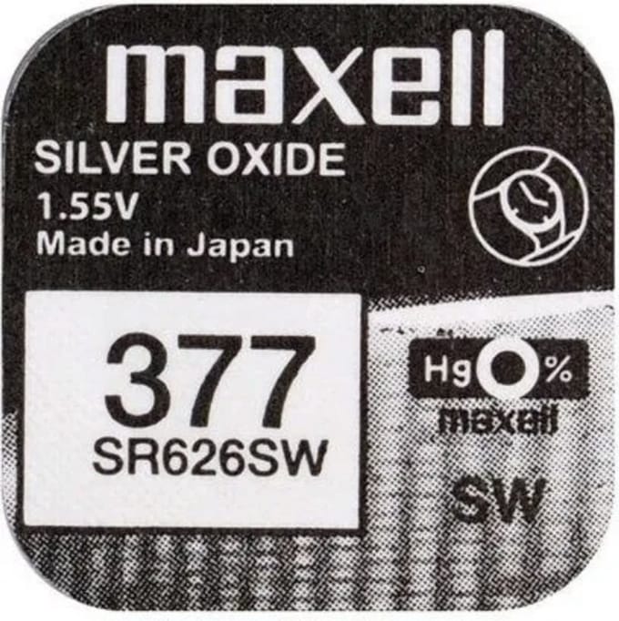MAXELL 377 / SR626SW zilveroxide knoopcel horlogebatterij 2 (twee) stuks