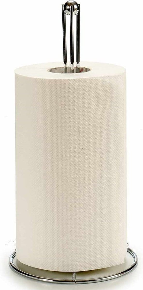 Stijlvolle basic metalen keukenrolhouder rond 15 x 31 cm