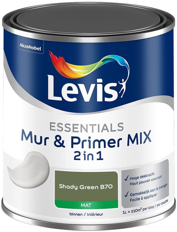 Levis - Essentials Mur & Primer Mix - Shady Green B70 - Mengverf - 1 L