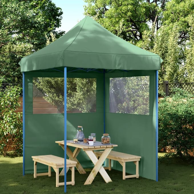 vidaXL - Partytent - inklapbaar - pop-up - met - 2 - zijwanden - groen
