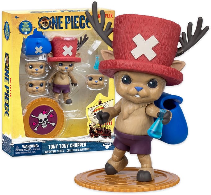 One Piece - Actiefiguur Chopper - Beweegbaar figuur met verwisselbare hoofden en tas - 10 cm hoog
