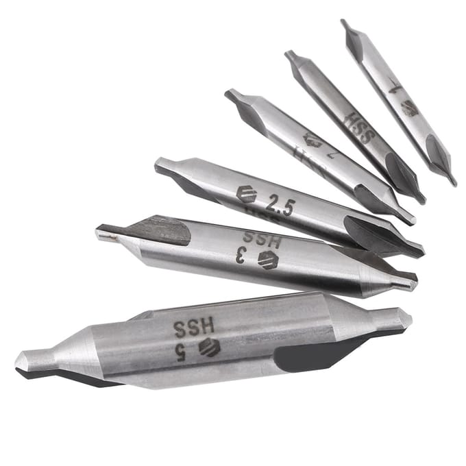 6 stuks 1 1.5 2 2.5 3 5 mm 60 graden HSS centerboortjes centerboren set wit