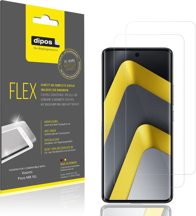 dipos – 2x Beschermfolie geschikt voor Xiaomi Poco M8 5G | 3D Full Cover Screenprotector | 100% Passend