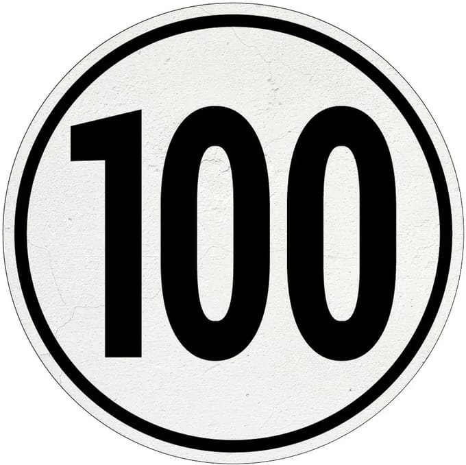 Tempo 100 bord | Sign Again materiaal | 10 cm