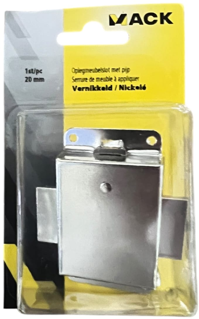 Mack Oplegmeubelslot met Pijp 20mm Vernikkeld Incl Sleutel
