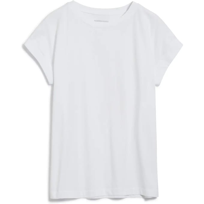 T-shirt met geribde ronde hals, model 'IDAARA'