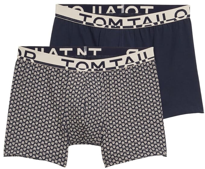 Tom Tailor - Halflange boxershorts in een 2-pack - Maat S/4 - blue-dark-allover