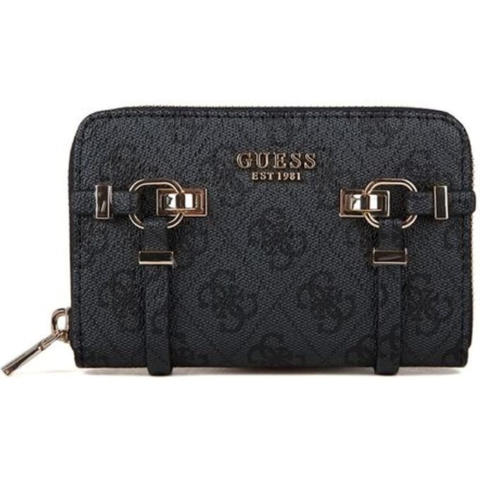 GUESS portemonnee Leona Logo SLG Zip Around Wallet Coal Logo donkergrijs