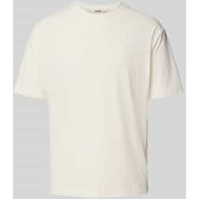 T-shirt met geribde ronde hals, model 'GILBERD'