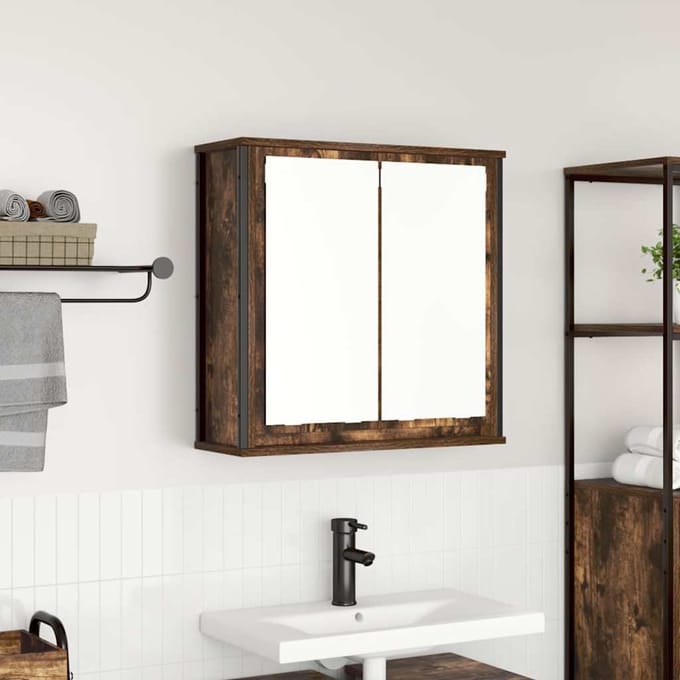 vidaXL - Badkamerwandkast - met - spiegel - 60x21x60 - cm - gerookt - eiken