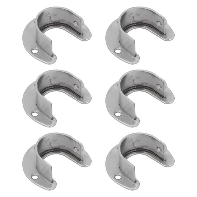 6 Sets 32mm Kledingkastbeugels Roestvrij Staal Zware Uitvoering U-vormige Kaststang Eindondersteuning met