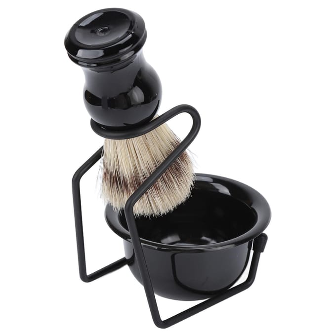 Mannen Scheerset Professioneel Thuis Salon Draagbaar Scheerkwast Kom Scheermes Borstel Standaard Houder Set gray