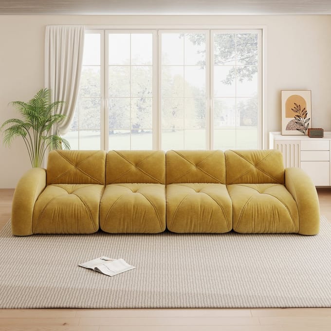MODFU Modulaire 4-Zitsbank - Frameloos - Woonkamer - Chenille - Geel
