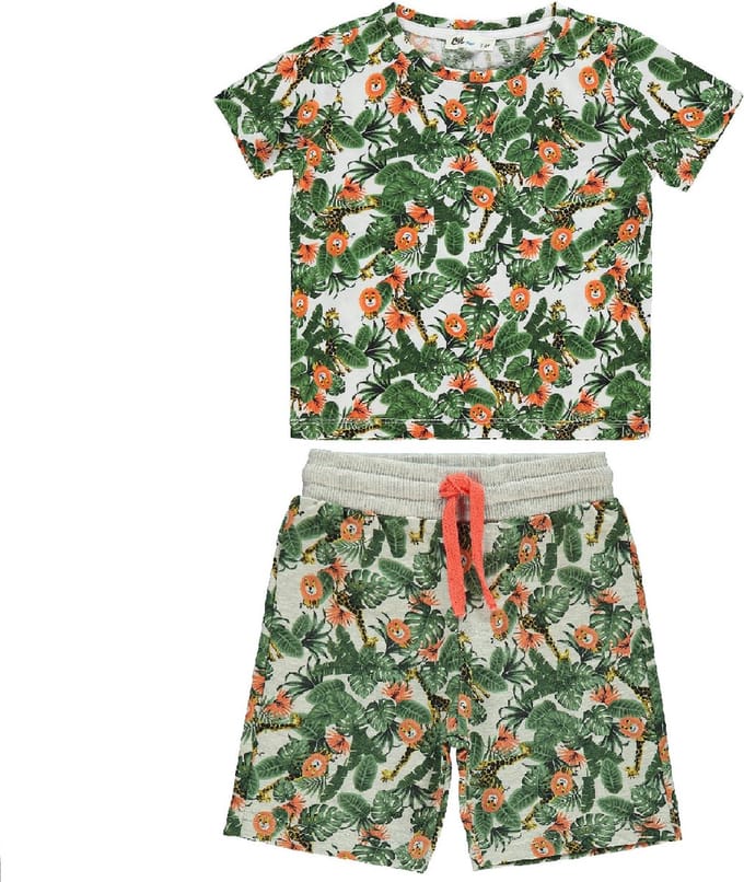 Jungle dieren tweedelige t-shirt & short set jongens