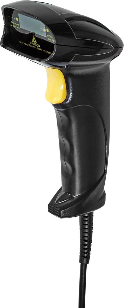 Nedis Barcode Scanner – 1D Laser – Bedraad – USB 2.0 – Plug & Play – Zwart