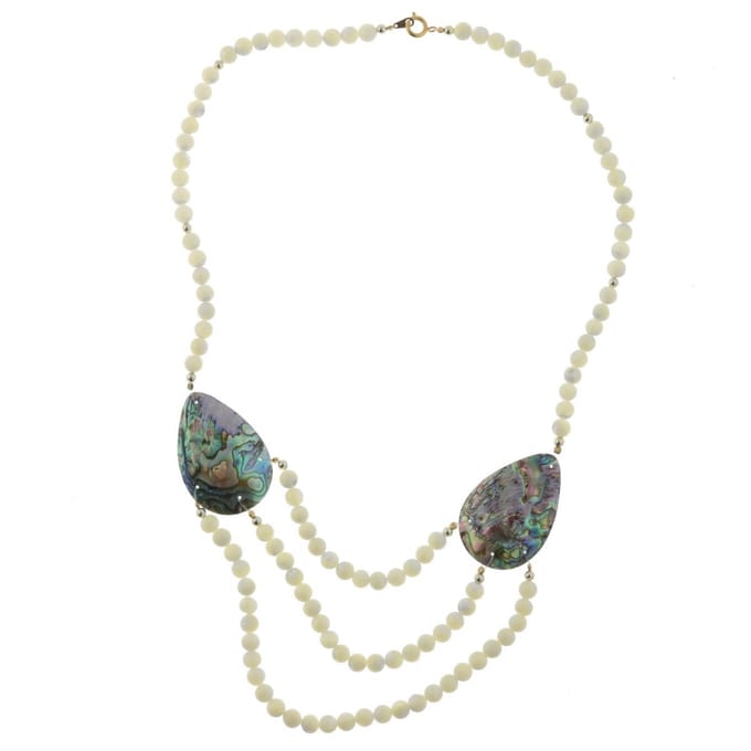 Behave - Ketting - Kralenketting - Dames - Wit - Abalone Schelp - 60 cm
