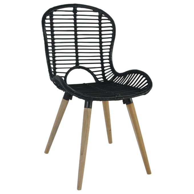 vidaXL Eetkamerstoelen 6 st natuurlijk rattan zwart