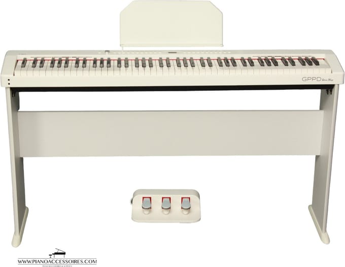 Digitale Piano met 88 Gewogen Toetsen – GPPD Home Stage C8 wit Inclusief Onderstel en 3 Pedalen