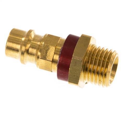 Messing DN 7.2 (Euro) Rood-Coded Luchtkoppeling Insteeknippel G 1/4 inch Buitendraad - CLP7-M-B-RED-P-CD-014