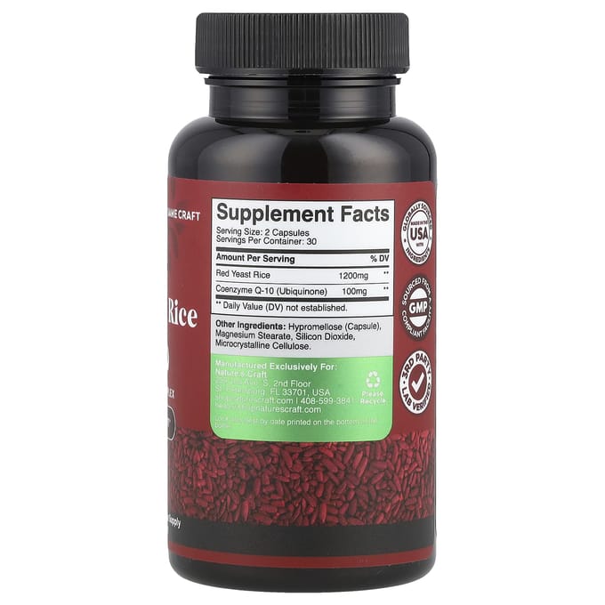 Nature'S Craft, Rode Gist + CoQ10, 60 Capsules