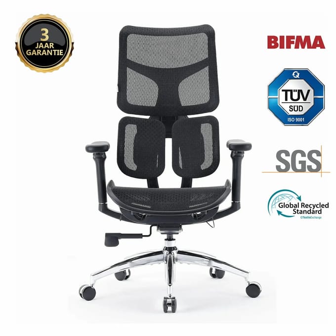 SIHOO S100 Ergonomische Bureaustoel - Dubbele Dynamische Lendensteun - Gamestoel