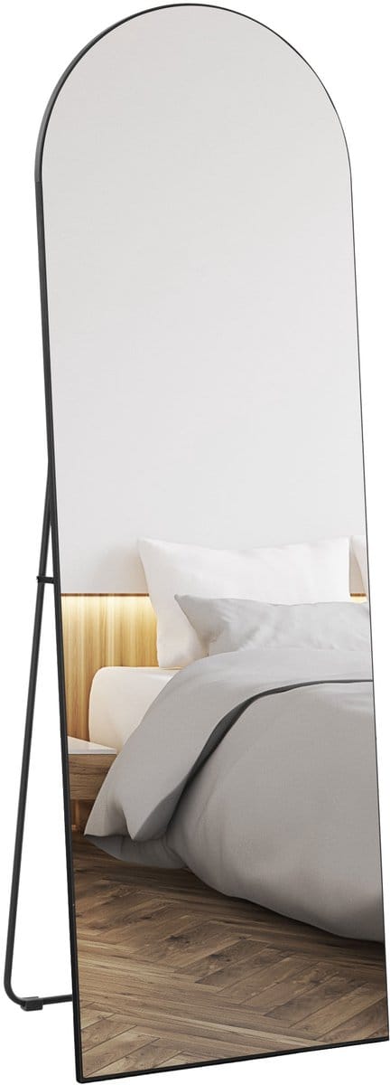 HOMCOM - passpiegel - MDF - glas - 50L x 3,6B x 150H cm - zwart